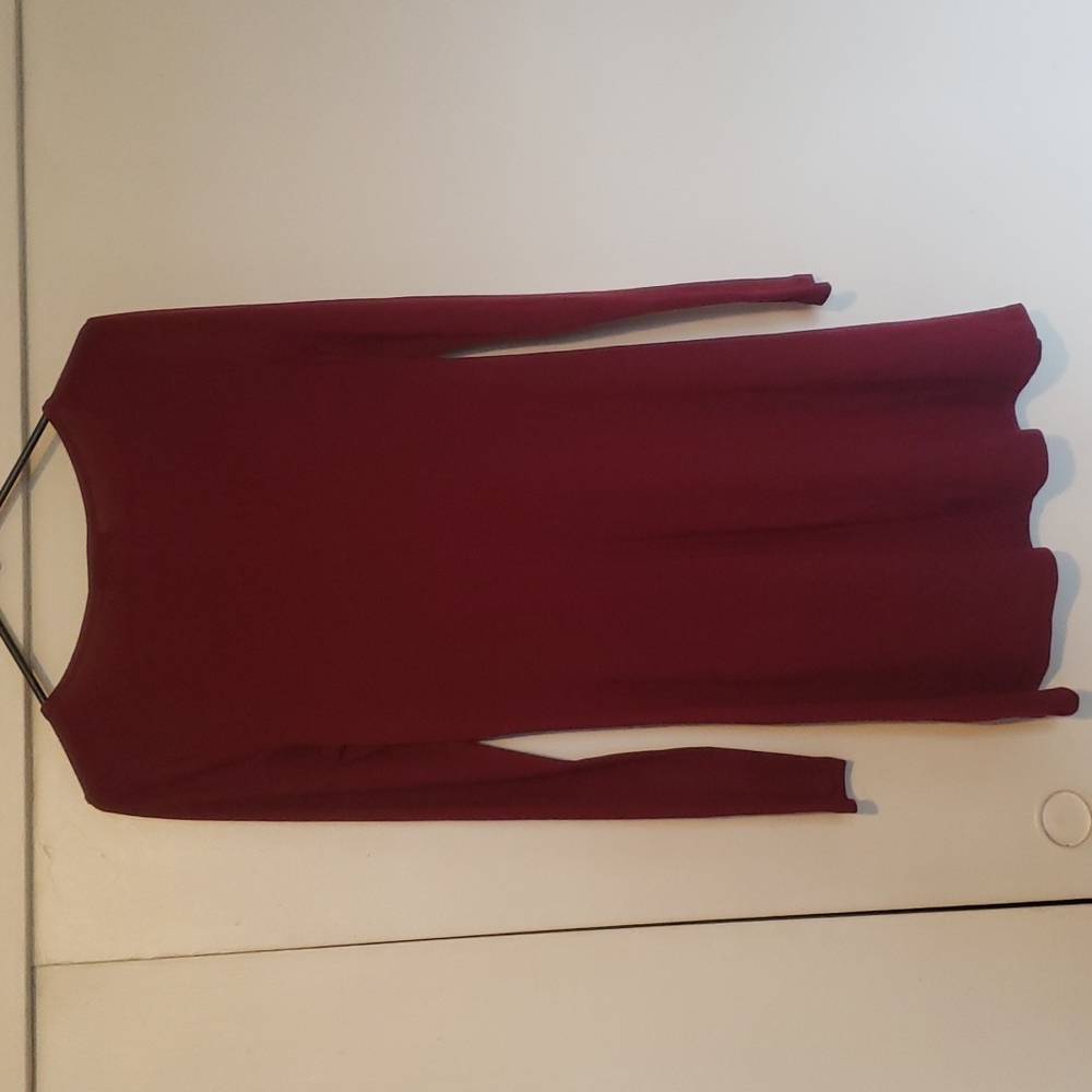 About a Girl Lace-up Front Burgundy Dress Size Small - Picture 3 of 4
